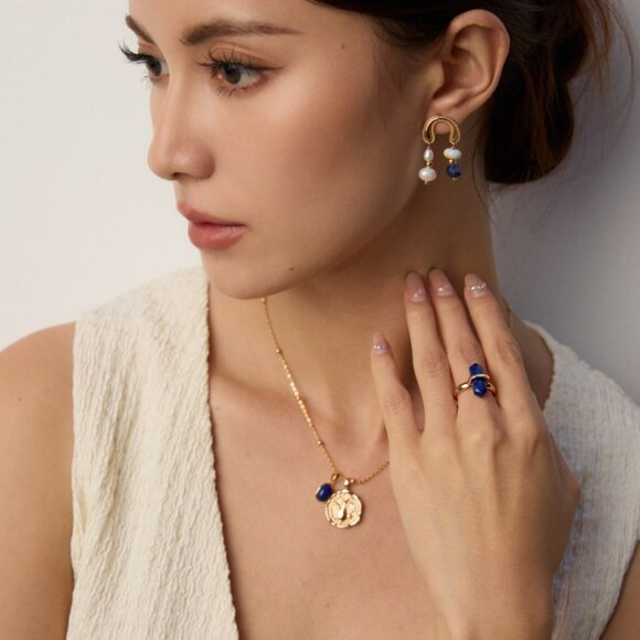 ✨ Artisan Original Lapis Lazuli Crystal Point Ring | S925 Gold Minimalist - Picture 10 of 14